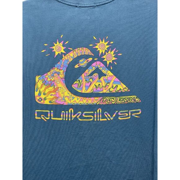 Quiksilver Originals Collection Mens Blue Green Multicolor Graphic Tee Size L - Picture 7 of 12